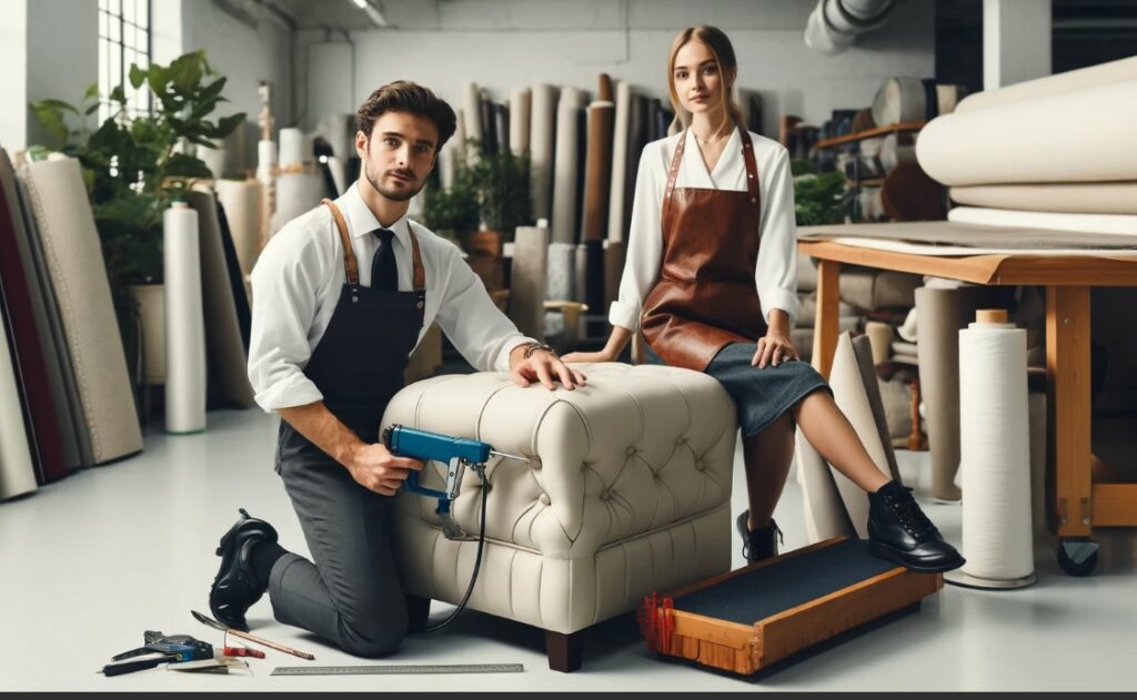 reupholstering ottoman by professional service